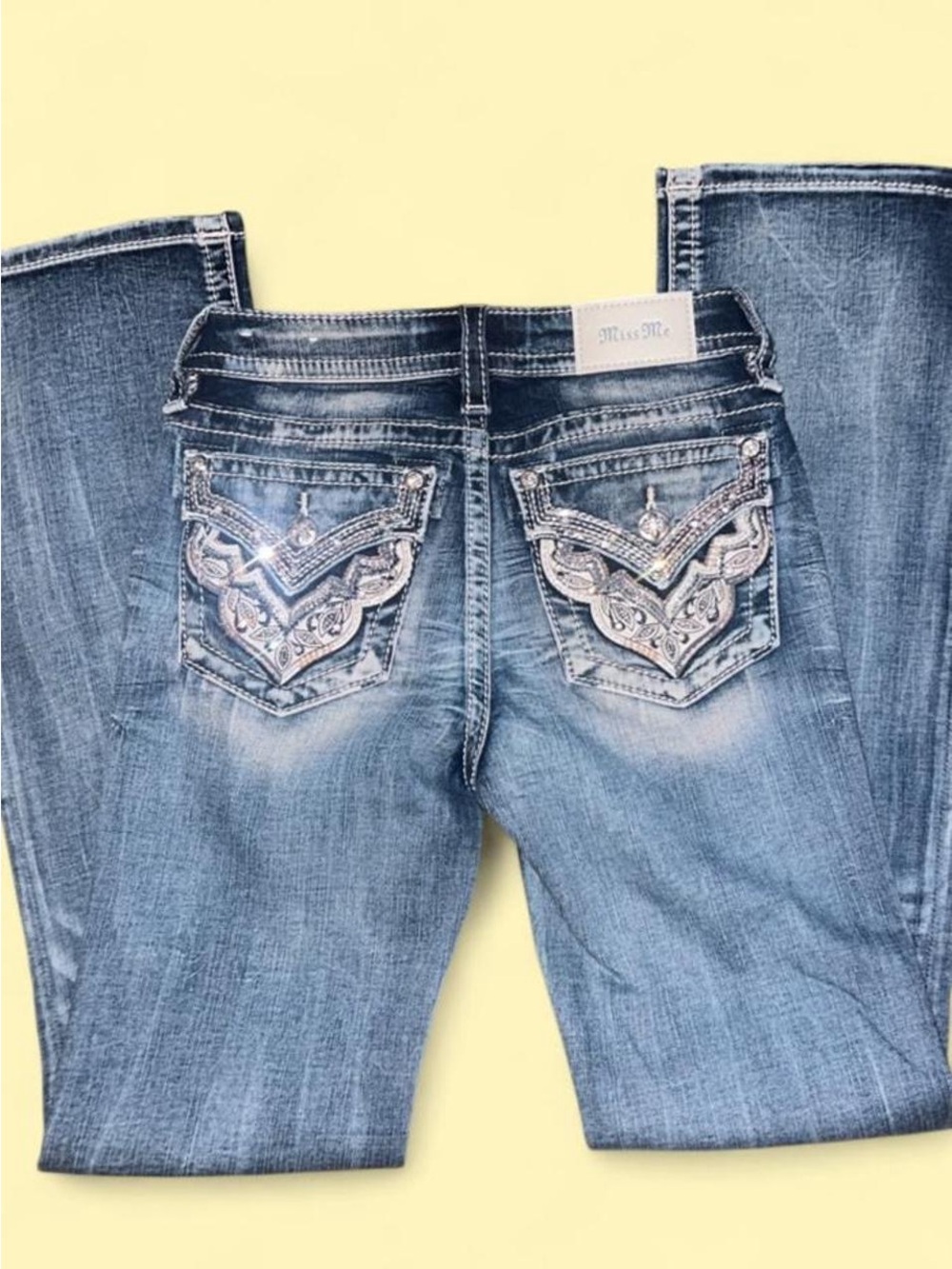 Miss Me Light Blue Embellished Back Pocket Bootcut Jeans